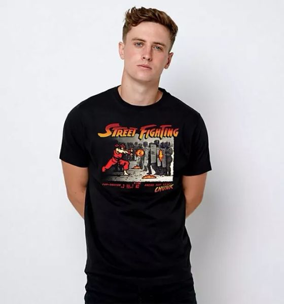 

black street fighting t-shirt from chunk, White;black