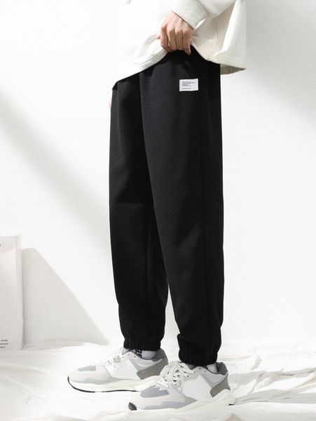 

men patch detail pants d0xh#, Black