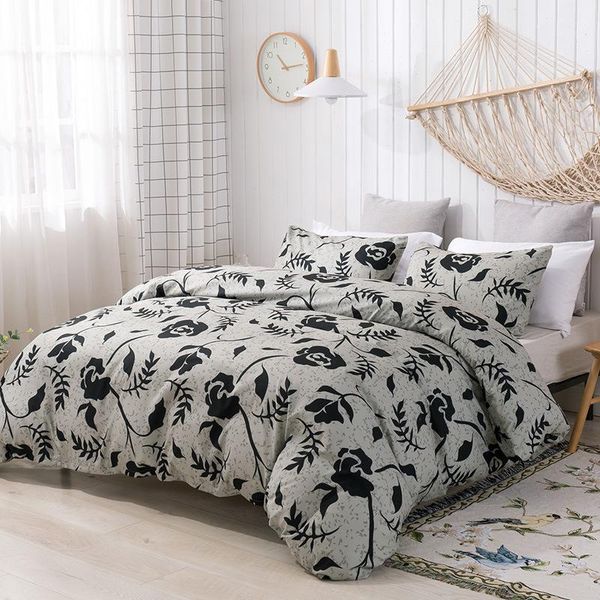

bedding sets nordic 3pcs quilt cover romantic black rose print design pillow case single twin king fashion style soft and breathable oceania
