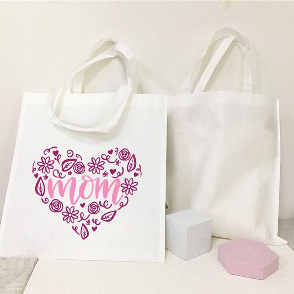 

storage bags 10pcs sublimation white handbag shopping bag gift non-woven fabric tote eco-friendly christmas party supplies