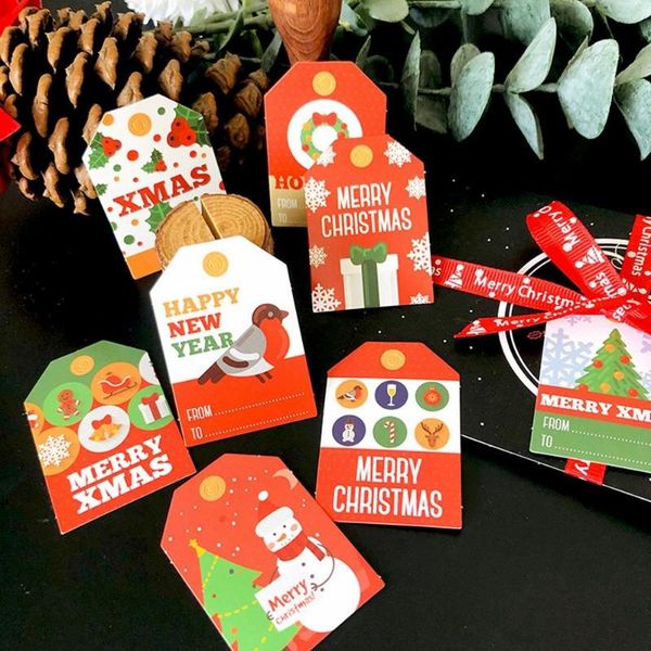 

greeting cards diy christmas decoration paper present tags colorful cartoon with twine 12 designs holiday hanging labels