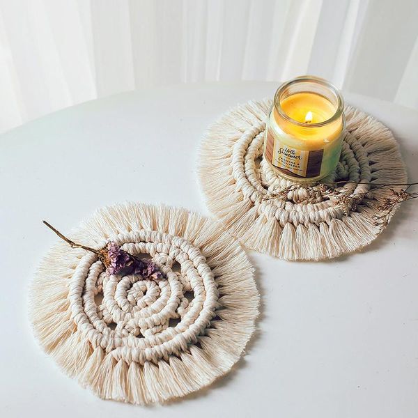 

nordic bohemia tassels round cotton coffee cup mat cushion placemat mats & pads