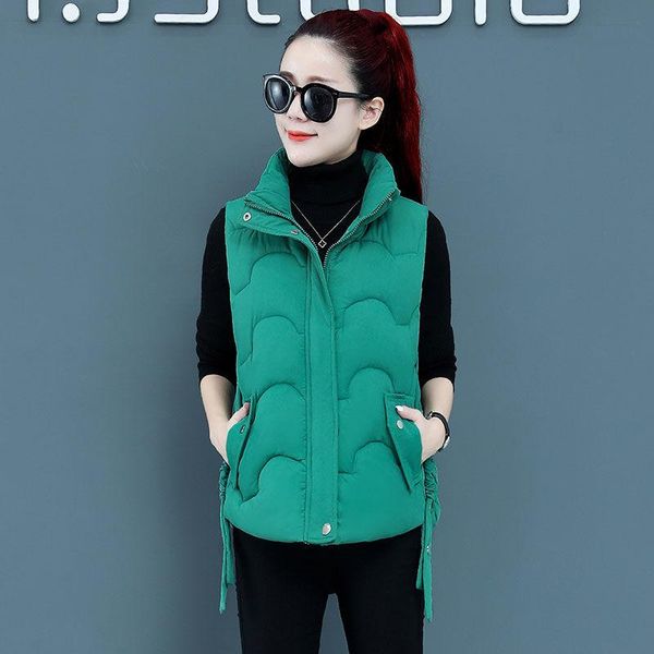 

women's vests 2021 short waistcoat women autumn and winter zipper down cotton vest fashion female students casual simple sleeveless coa, Black;white