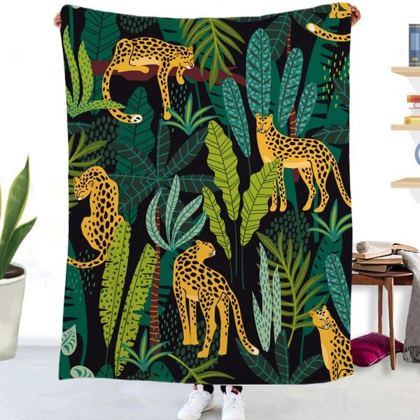 

blankets tropical leopard flannel throw blanket bed quilt bedspread thicken and warm sofa cover for home camping mat all season