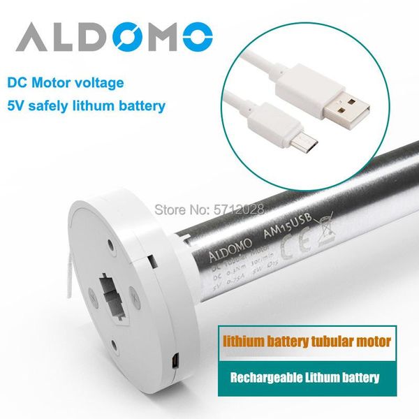 

smart home control aldomo tubular motor electric window blinds usb rechargeable lithum battery for diameter 28mm roller zebra