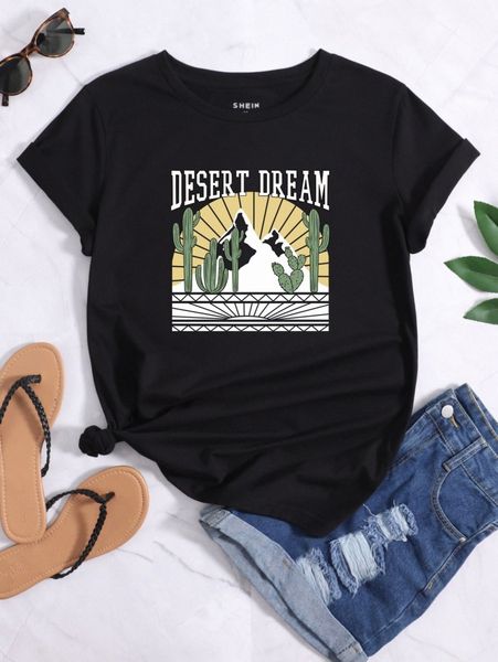 

cactus & letter graphic tee l8rr#, White
