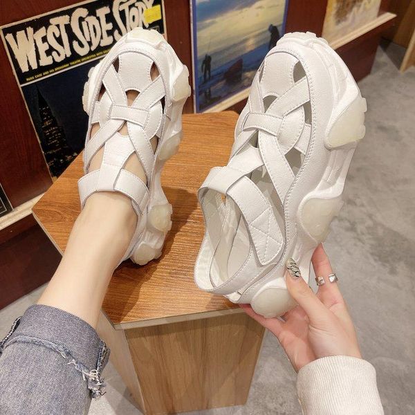 

sandals anti-skid low woman leather 2021 summer shoes closed toe soft suit female beige low-heeled comfort fashion beach, Black
