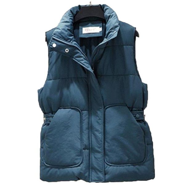 

women's vests vest coat women 2021 autumn winter black white blue casual slim korean version temperament down cotton jacket n1188