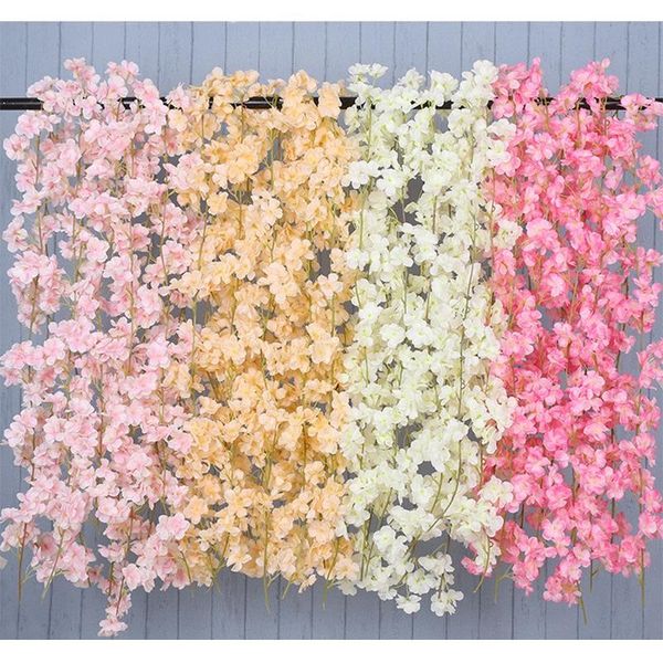 

decorative flowers & wreaths 256 flower head 1pcs silk artificial cherry blossom rose vine wall hanging decoration rattan fake plant leaf wr