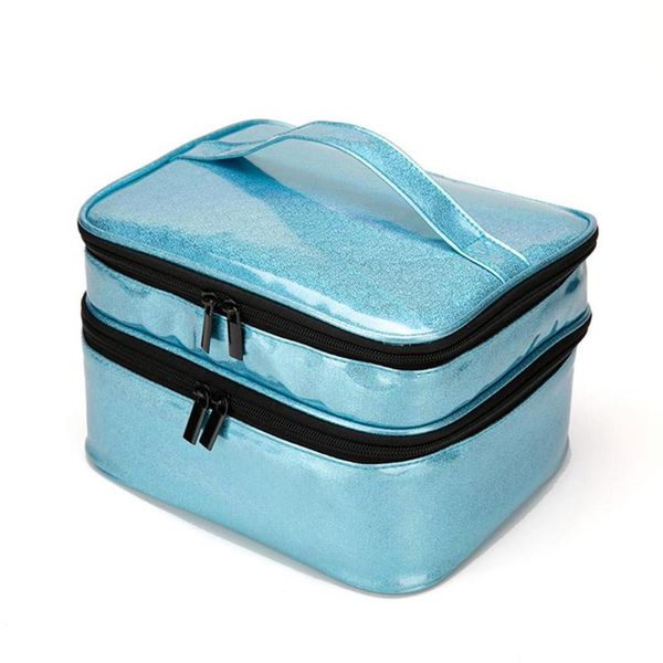 

nail art kits cosmetics storage bag portable with double-layer 30-cell flexible bottle separator polish accessories 2021