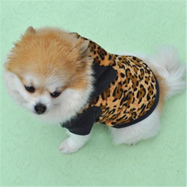 

dog apparel autumn and winter european american styles pet clothing warm comfortable fashion leopard print hoodie small