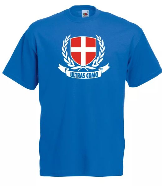 

t-shirt shirt j1773 emblem ultras como support local team, White;black