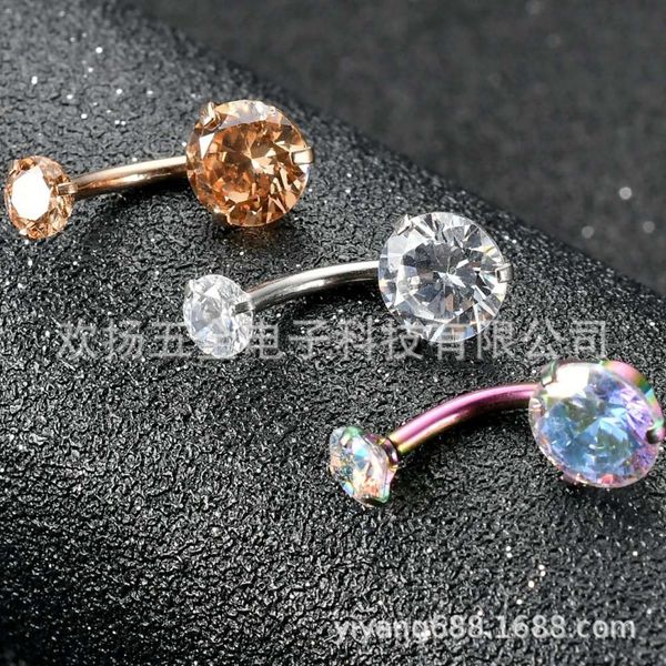 

titanium steel human body jewelry exquisite suit double headed round zircon