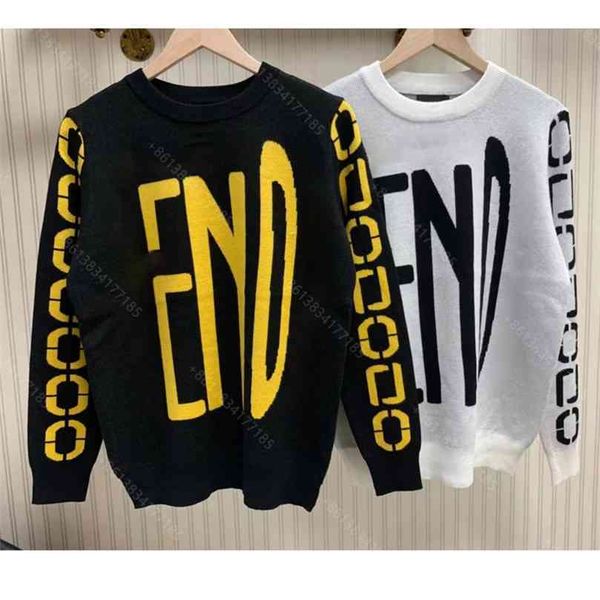 

womens wool knit sweater hoodies casual round neck pullover long sleeve hoodie dresses crochet mujer letter chain logo ffenddi brand women c, White;black