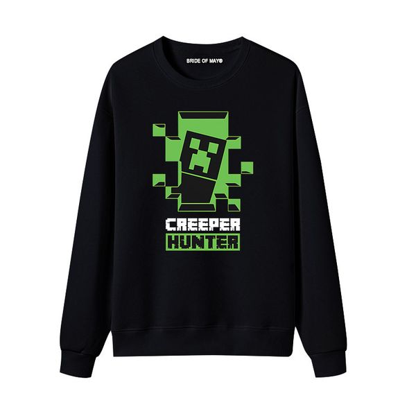 

minecraft love green dot pattern men's round neck sweater 3dt printed pattern sleeve long loose comfortable soft, Black