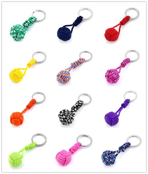

dhl 100pcs 12colors outdoor survival woven paracord lanyard keychains tactical parachute rope cord ball keyring key chains, Silver
