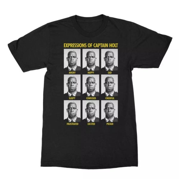 

brooklyn nine-nine the expressions of captain holt men's t-shirt, White;black