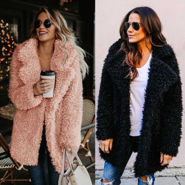 

women's leather & faux pink autumn mink jacket womens winter plush warm fur coat women slim jackets jaqueta de couro fashion, Black