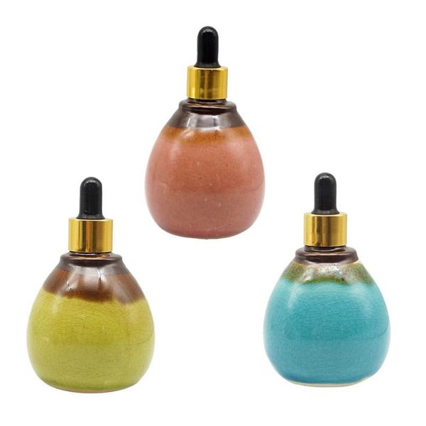 

storage bottles & jars 3pcs 50ml essential oil glass dispenser bottle empty ceramic dropper