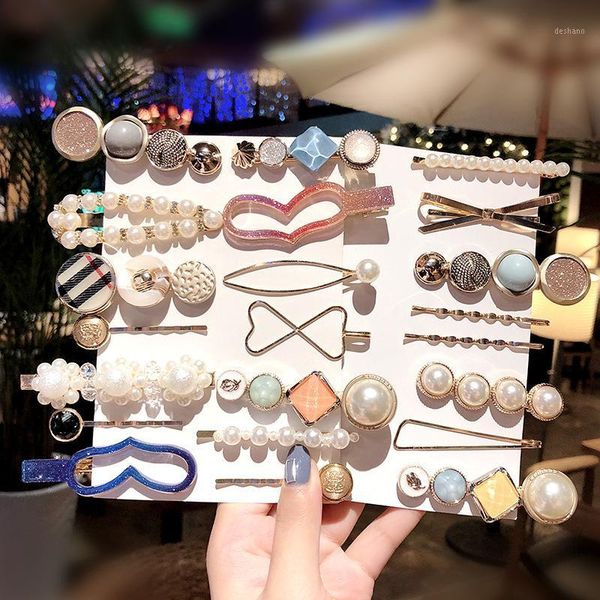 

4pcs/set colorful pearls acetate hair clips for women girls headband sweet hairpins barrettes accessories set headwear1