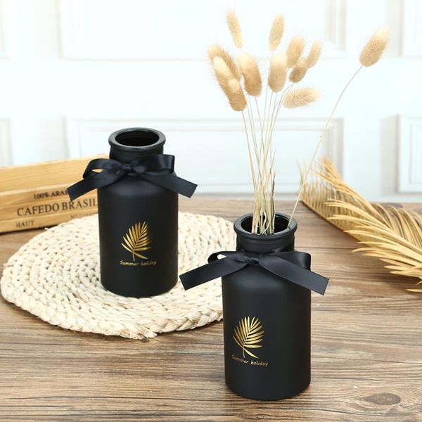 

vases modern glass inserted flower home decorative tableblack vase nordic wedding party flowerpot christmas gifts