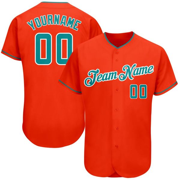 

custom orange aqua-white authentic baseball jersey, Blue;black