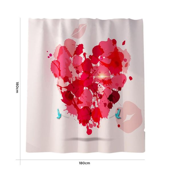 

shower curtains curtain valentine's day romantic red heart shape waterproof polyester bath for bathroom accessories
