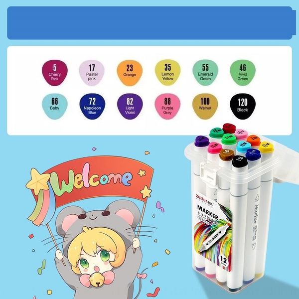 

SlQ painting 48 student alcohol oil marking marking pen 24 color double head marker set painting pens 80 color marker, Black;red