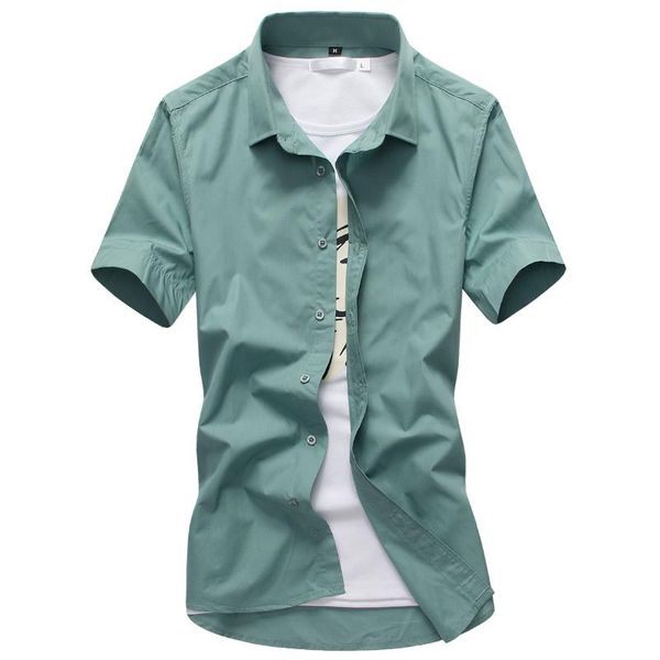 

men's casual shirts summer short-sleeved shirt 16 colors candy solid color slim-fit for men youth non-ironing, White;black