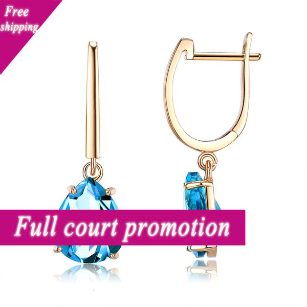 

2021 drop shaped earrings and women's simple blue zircon kzce301, Golden
