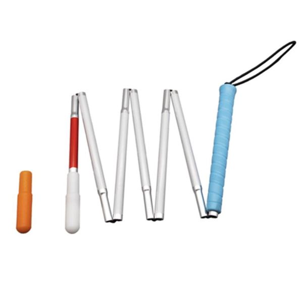 

trekking poles 120cm-155cm white cane, aluminum folding cane for the blind,folds down 7 sections,blue handle, with 2 tips 7pea-blu