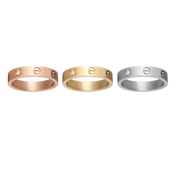 

4mm 5mm fashion accessories designer titanium steel silver love ring men and women rose gold ring-s lovers luxury couple rings for gift with