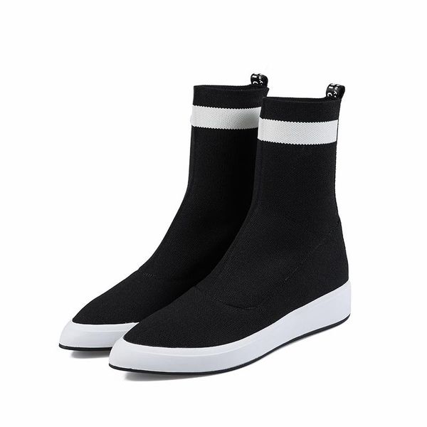 

boots black women's shoe autumn and winter knitted stretch socks shoes thick bottom stovepipe woolen casual short