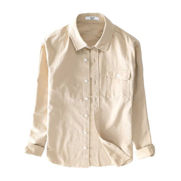 

casual long sleeve shirts for men 100% cotton single breasted slim chest pocket solid color male four seasons clothing 210601, White;black