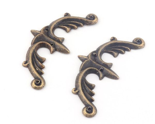 

32mm bronze metal protection charm vintage box corner decorative wood desk bracket book clip 12pcs craft tools