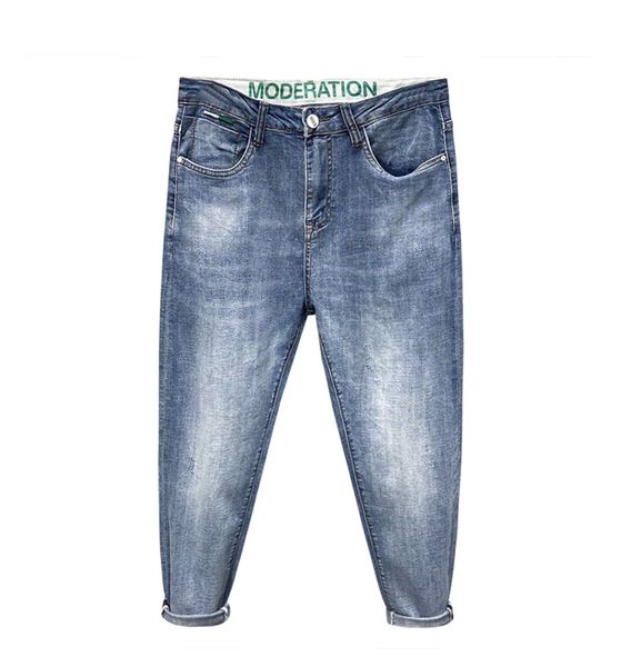 

ebaihui autumn new men's jeans popular trend stretch slim little feet pants youth sunshine handsome fashion casual trousers, Blue