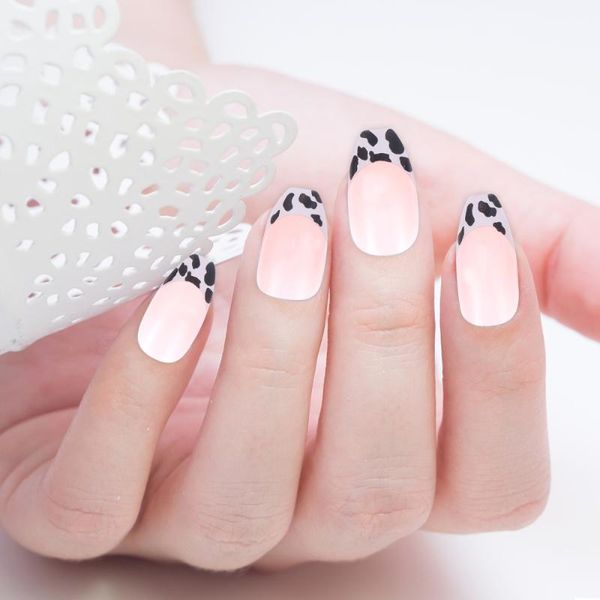 

48pcs press on nails pretty long fake full cover false tips, Red;gold