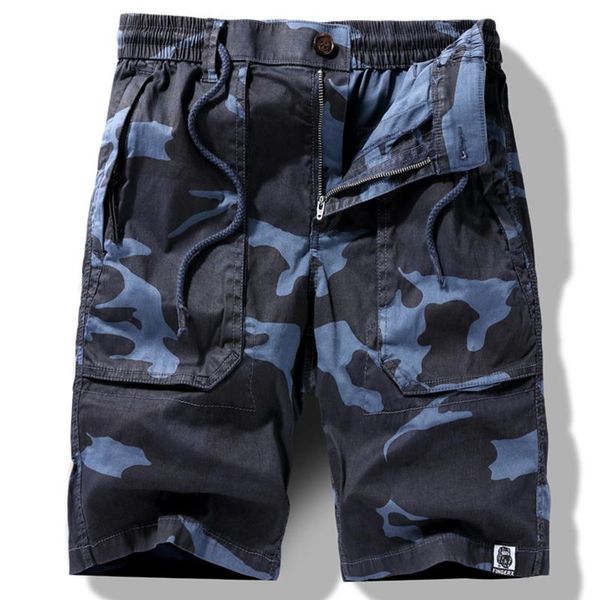 

men's shorts isurvivor 2021 men camouflage summer knee length cargo sweatpants male casual fashion slim fit multi pocket, White;black