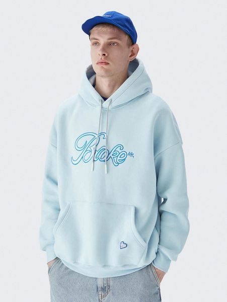

men letter embroidery drop shoulder hoodie c8ug#, Black