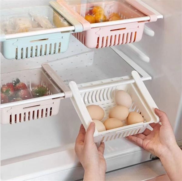 

kitchen adjustable stretchable refrigerator organizer drawer basket drawers pull-out fresh spacer layer storage rack box holder