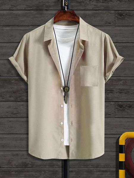 

extended sizes men patched pocket shirt without tee x25v#, White;black