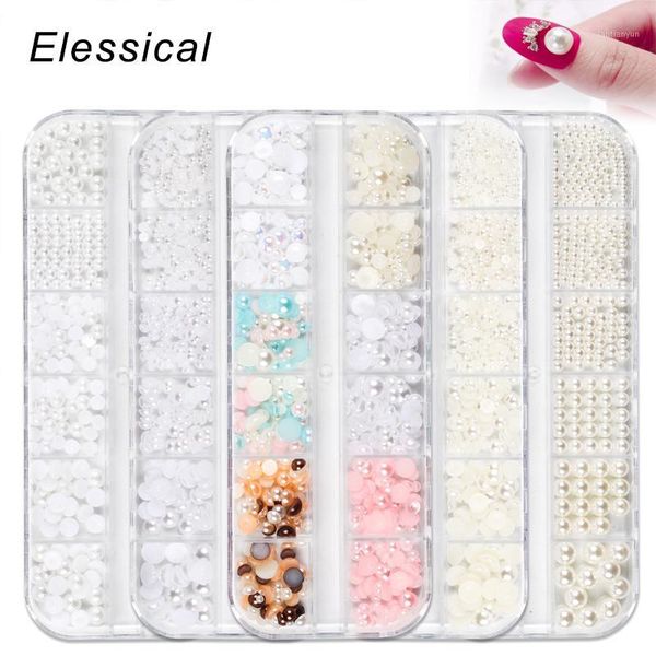 

grid ab nail art decorations mixed size pearl rhinestones beads jewelry polish design accesoires strass stone1, Silver;gold