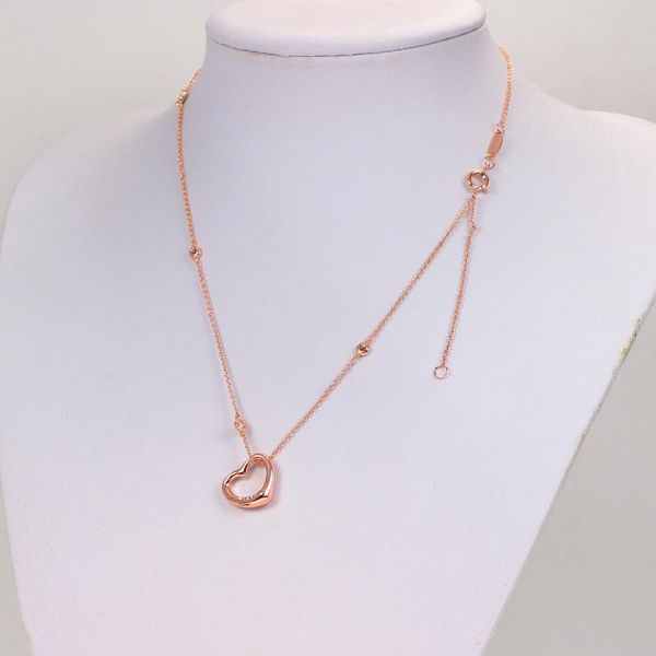 

pendant necklaces zircon love hollow open plated rose gold necklace color clavicle chain accessories gift for women men, Silver
