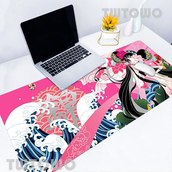 

mouse pads & wrist rests japanese style wave koi flower daniel cool mousepads mat desk mousepad gamer non-slip sell hd home carpet