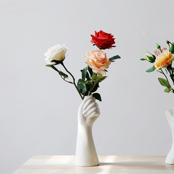 

nordic style hand vase flowers modern home office decor living room ornament creative floral composition ceramics vases