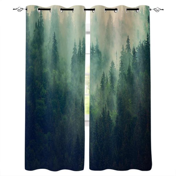 

misty mountains forest blackout curtain for kids room bedroom cartoon window children cortinas & drapes