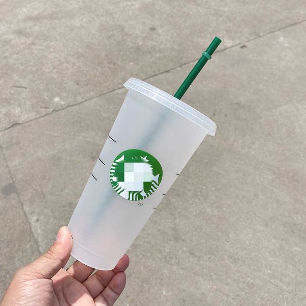 

goddess starbucks mermaid 24oz/710ml plastic mugs tumbler reusable clear drinking flat bottom pillar shape lid straw cups mug temperatureoxo