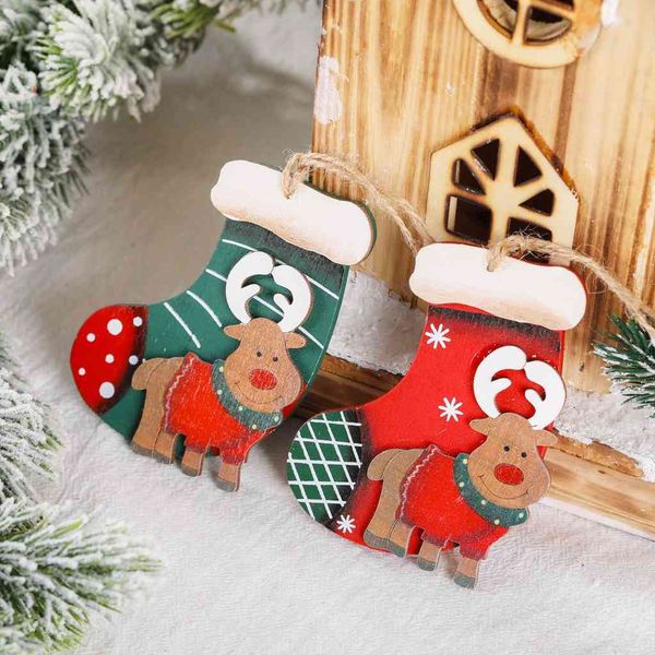 

christmas decorations old style wooden elk stockings pendant tree decoration