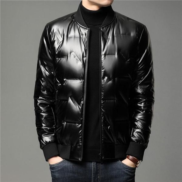 

Men's Down & Parkas winter standing collar bright face jacket European station fashion slim brand youth LC8N, Black