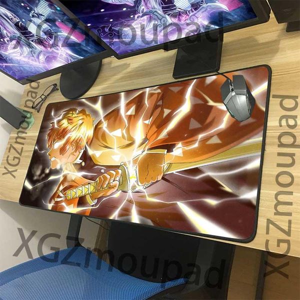 

mouse pads & wrist rests xgz large game pad black lock edge hd anime print demon slayer kimetsu no yaiba computer office desk table mat non-